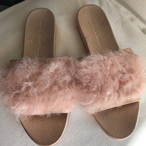 Loeffler Randall Domino Flat Shearling Slide Sandal Sz 6.5